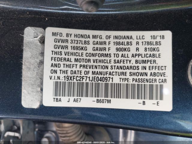 19XFC2F71JE040971 Honda CIVIC EX