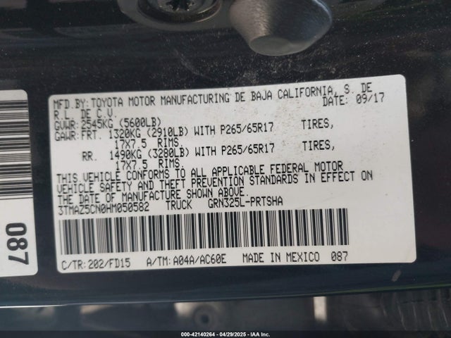 3TMAZ5CN0HM050582 Toyota 2gr-fks