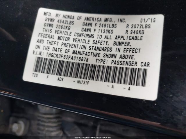 1HGCR3F82FA018876 Honda Accord Ex-l V-6