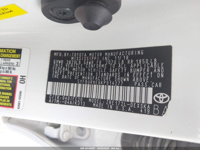 5YFBURHE6KP914277 Toyota 2zr-fe
