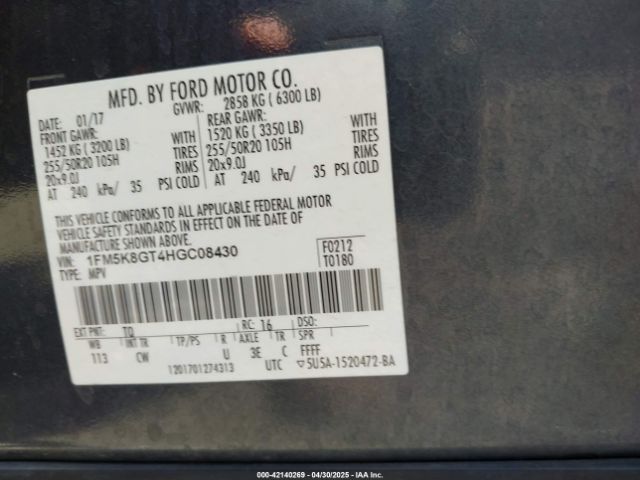 1FM5K8GT4HGC08430 Ford EXPLORER SPORT