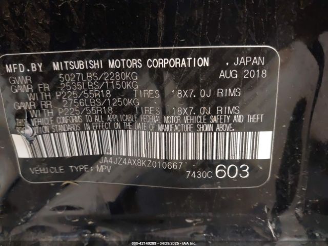2019 MITSUBISHI OUTLANDER JA4JZ4AX8KZ010667 Photo 8
