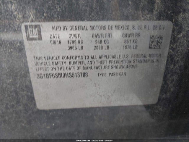3G1BF6SM0HS513708 Chevrolet Cruze Premier Auto