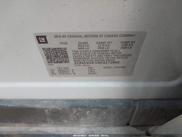 Chevrolet EQUINOX LT 2019 2GNAXKEV6K6172809 Image 9
