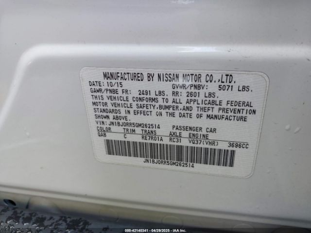 JN1BJ0RR5GM262514 Infiniti QX50