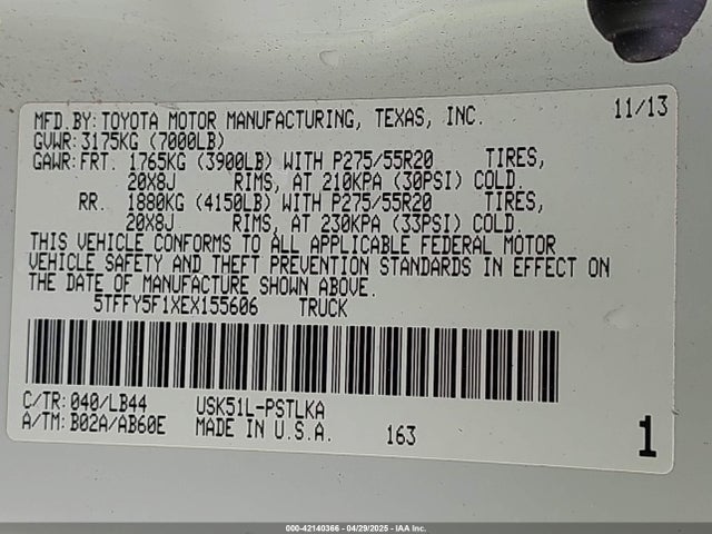 Toyota 3ur-fe 2014 5TFFY5F1XEX155606 Image 9