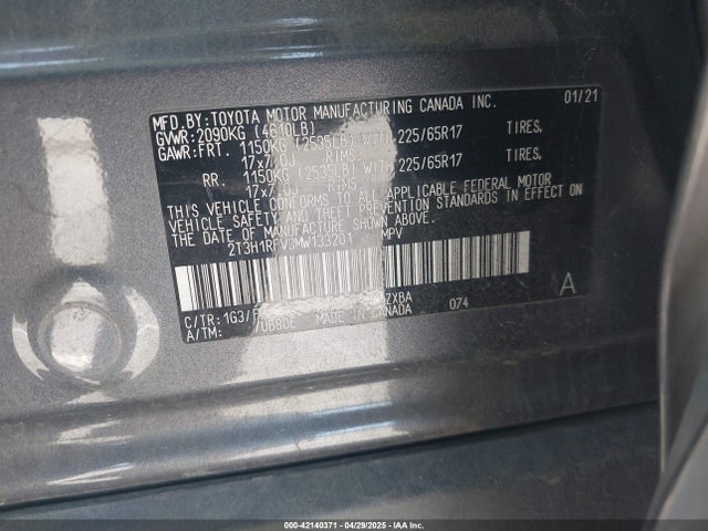 2T3H1RFV3MW133201 Toyota a25a-fks