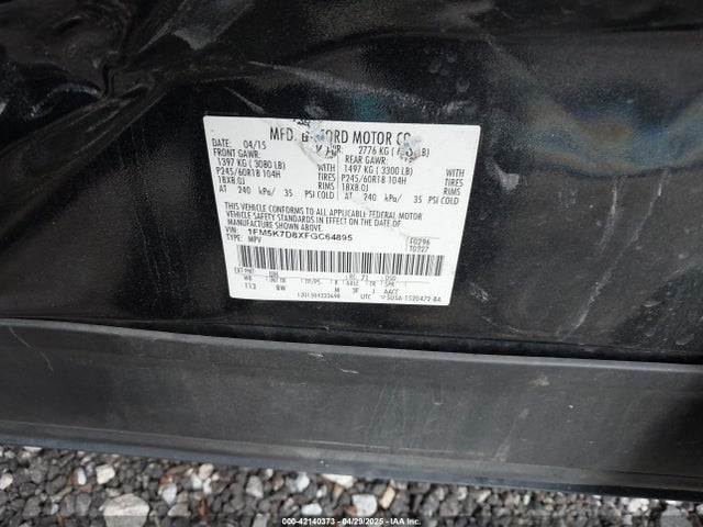 1FM5K7D8XFGC64895 Ford 2015