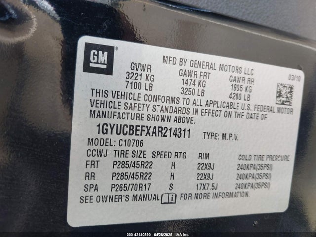 2010 CADILLAC ESCALADE 1GYUCBEFXAR214311 Photo 8