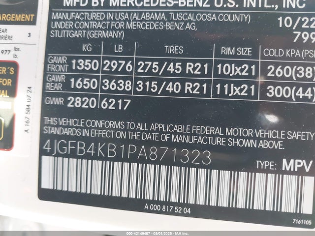 4JGFB4KB1PA871323 Mercedes-Benz Gle 350 4matic