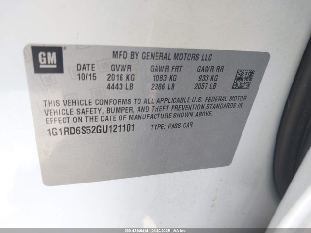 1G1RD6S52GU121101 Chevrolet l3a - di, vvt, hybrid, gen 1