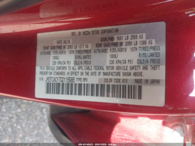 2016 MAZDA CX-9 JM3TCACY7G0116986 Photo 8
