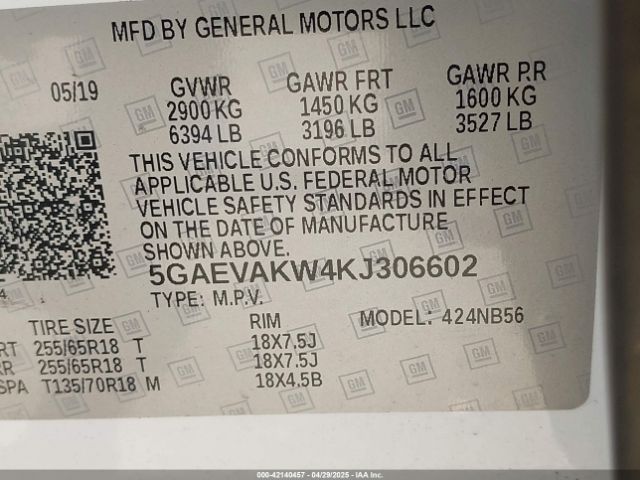 5GAEVAKW4KJ306602 Buick Enclave Awd Essence
