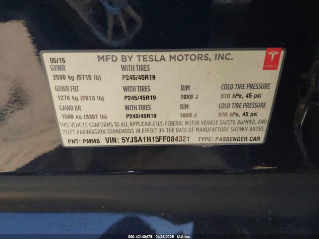 5YJSA1H15FF084321 Tesla Model S 60/70/85