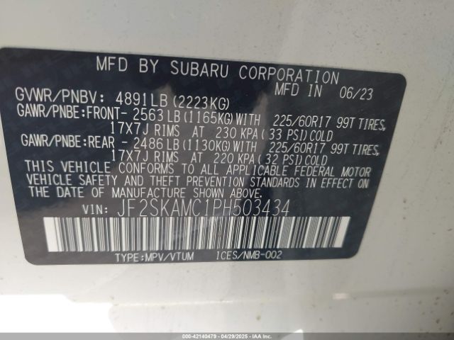 JF2SKAMC1PH503434 Subaru Forester Wilderness