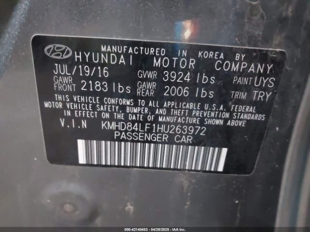 KMHD84LF1HU263972 Hyundai Elantra Limited