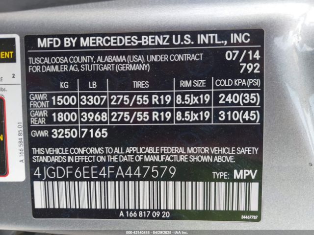 2015 MERCEDES-BENZ GL 450 4JGDF6EE4FA447579 Photo 8