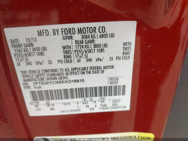 1FTEW1CM5EKD18815 Ford F-150 Xlt