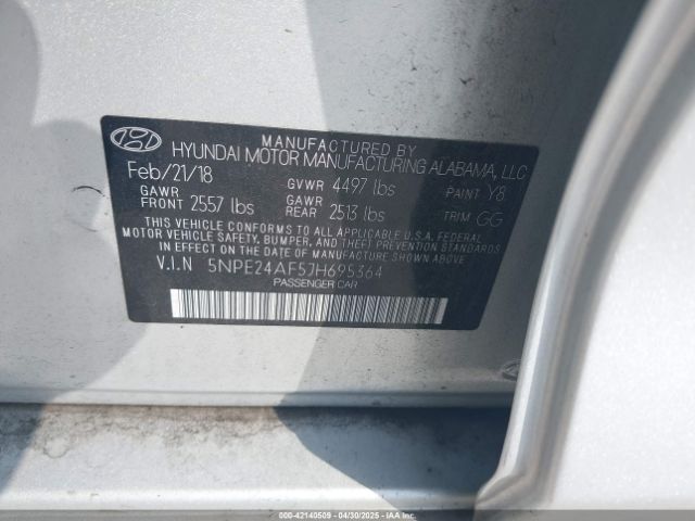 5NPE24AF5JH695364 Hyundai SONATA SE