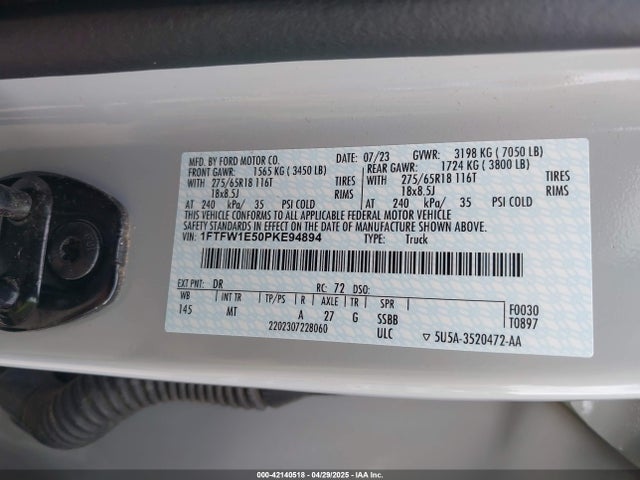 1FTFW1E50PKE94894 Ford F-150 King Ranch/lariat/platinum/tremor/xl/xlt