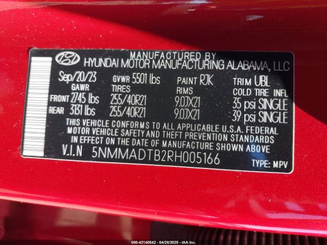 5NMMADTB2RH005166 Genesis Gv70 2.5t Awd