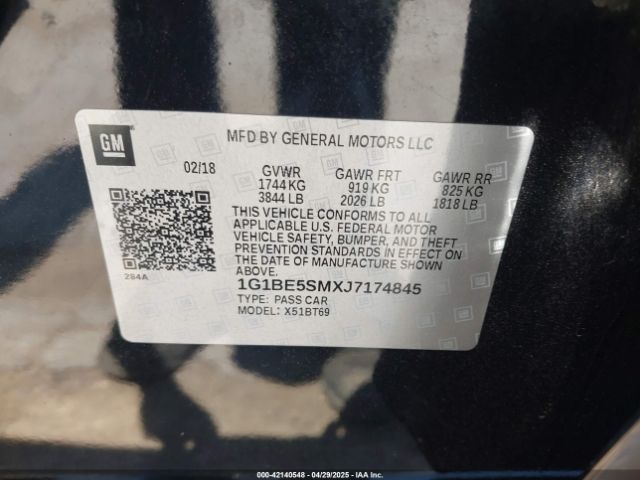 1G1BE5SMXJ7174845 Chevrolet Cruze Lt Auto