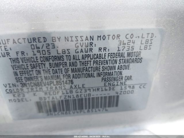 3N1CN8EV4PL851476 Nissan Versa 1.6 Sv Xtronic Cvt