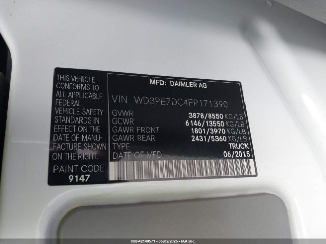 WD3PE7DC4FP171390 Mercedes-Benz Sprinter 2500 Normal Roof