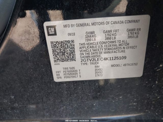 2GTV2LEC4K1125109 GMC SIERRA 1500 LIMITED