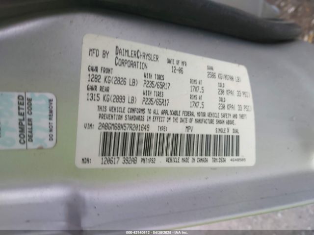 2007 CHRYSLER PACIFICA 2A8GM68X57R201649 Photo 8