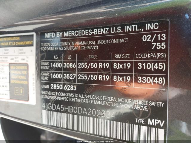 2013 MERCEDES-BENZ ML 350 4JGDA5HB0DA202334 Photo 8