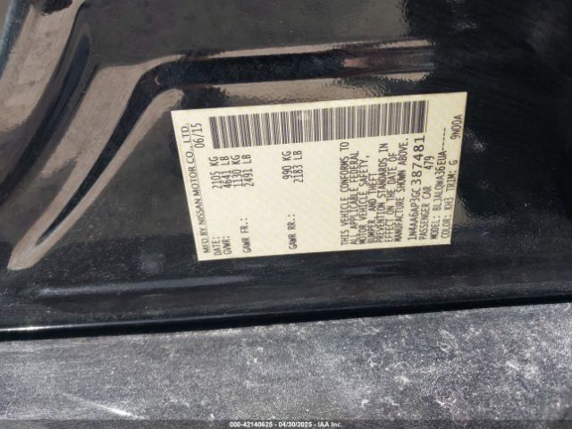 1N4AA6AP3GC387481 Nissan Maxima 3.5 Platinum/3.5 S/3.5 Sl/3.5 Sr/3.5 Sv