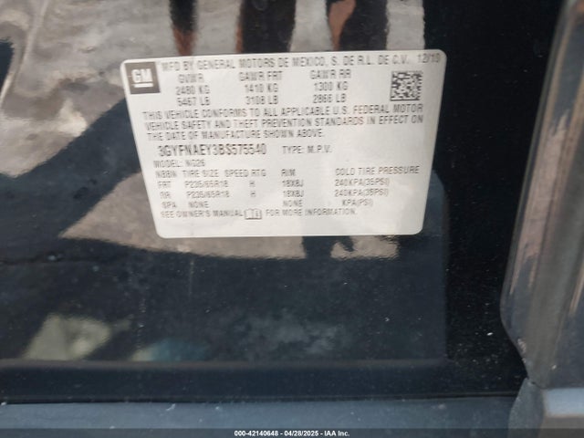 2011 CADILLAC SRX 3GYFNAEY3BS575540 Photo 8