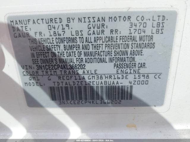 Nissan Versa Note Sv 2019 3N1CE2CP4KL366202 Image 9