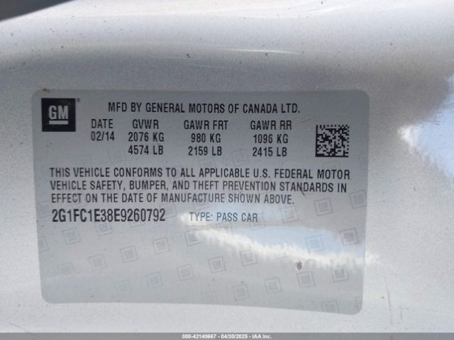 2G1FC1E38E9260792 Chevrolet Camaro 2lt