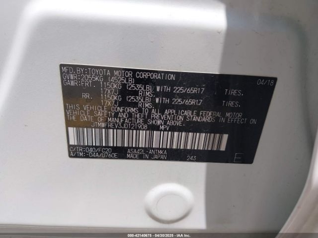 JTMWFREV3JD121908 Toyota Rav4 Xle