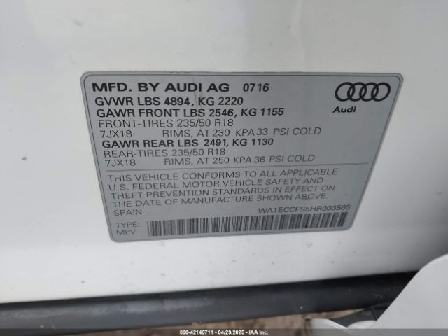 WA1ECCFS5HR003565 Audi Q3 2.0t Premium