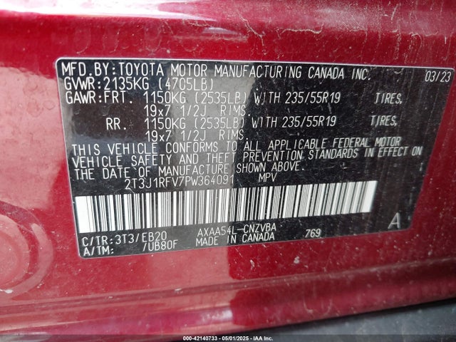 2T3J1RFV7PW364091 Toyota Rav4 Adventure