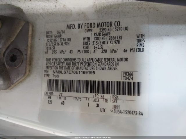 NM0LS7E70E1169195 Ford Transit Connect Xl
