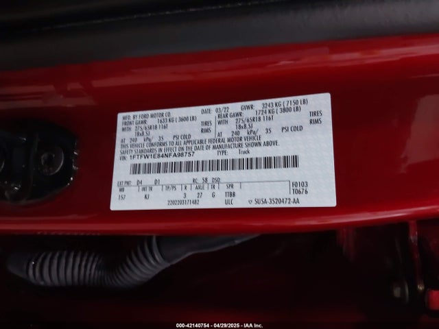 1FTFW1E84NFA98757 Ford F-150 King Ranch