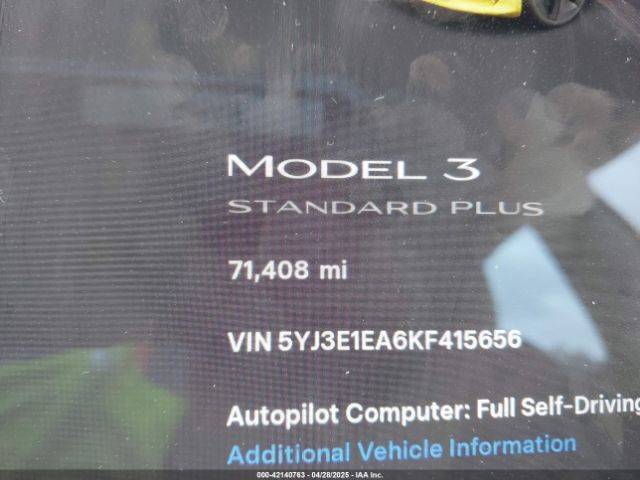 5YJ3E1EA6KF415656 Tesla Model 3 Long Range/mid Range/standard Range/standard Range Plus