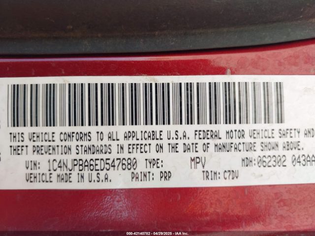 1C4NJPBA6ED547680 Jeep Patriot Sport