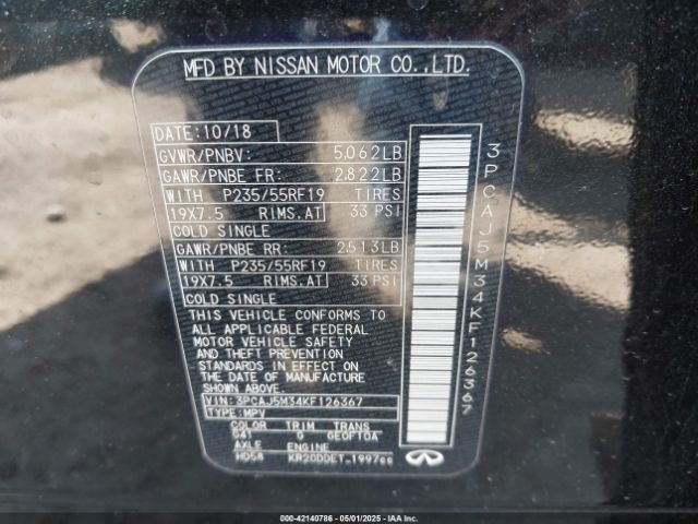 3PCAJ5M34KF126367 Infiniti Qx50 Essential