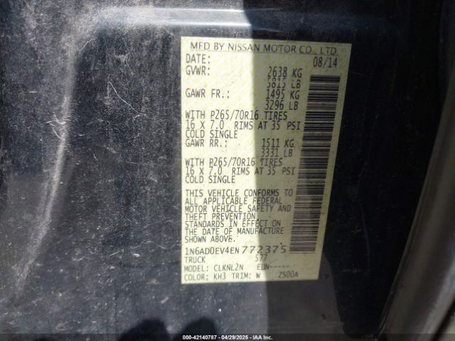 1N6AD0EV4EN772375 Nissan Frontier Sv