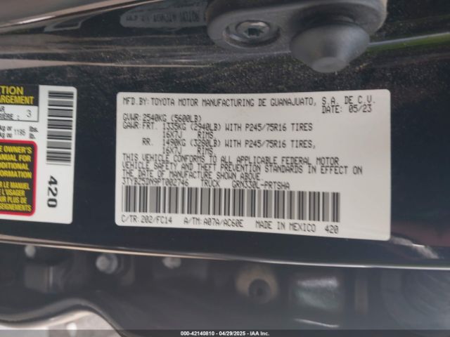 3TYBZ5DN9PT002746 Toyota Tacoma Sr5 V6