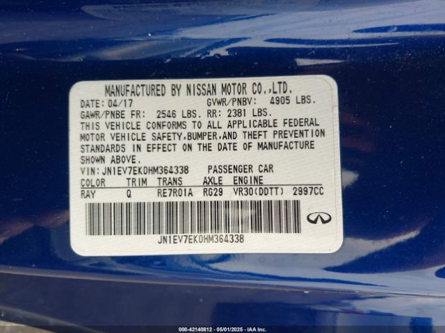 JN1EV7EK0HM364338 Infiniti Q60 3.0t Premium