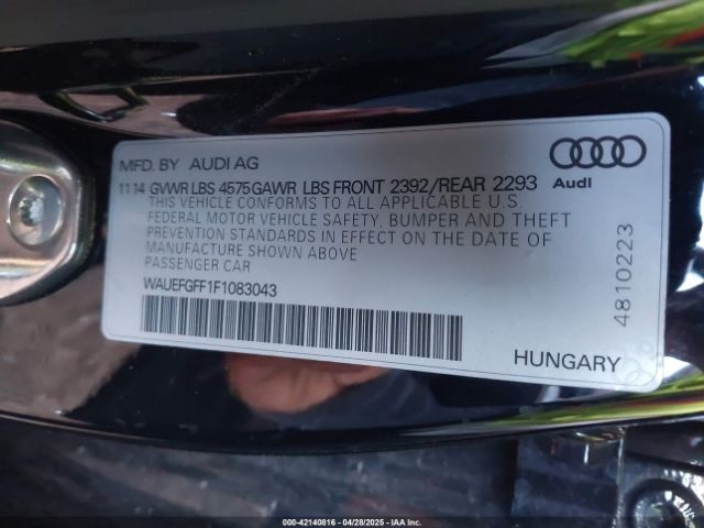 WAUEFGFF1F1083043 Audi A3 2.0t Premium