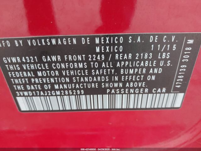 3VWD17AJ2GM285299 Volkswagen Jetta 1.8t Sport