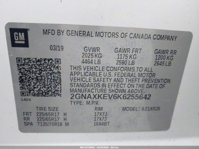 2GNAXKEV6K6255642 Chevrolet EQUINOX LT