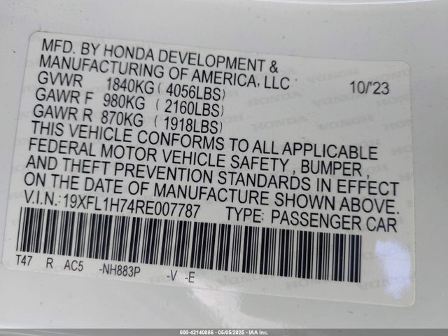 19XFL1H74RE007787 Honda l15b7